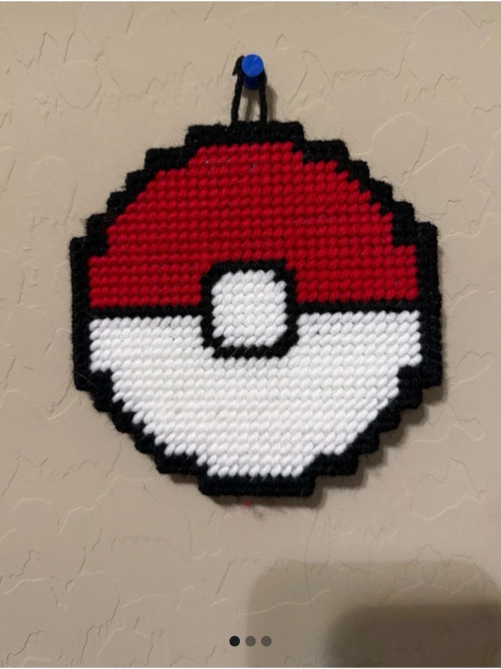 Handmade Red & White Poké Ball Wall Hanging - Home Wall Decor